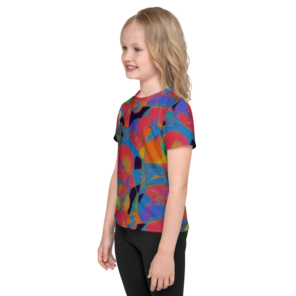 Mosaic Fever on Kids Crew Neck T-Shirt — Left