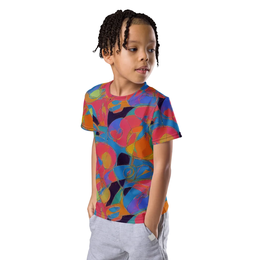 Mosaic Fever on Kids Crew Neck T-Shirt — Left Front