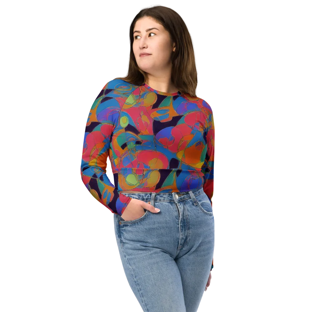 Mosaic Fever on Long Sleeve Crop Top — Front