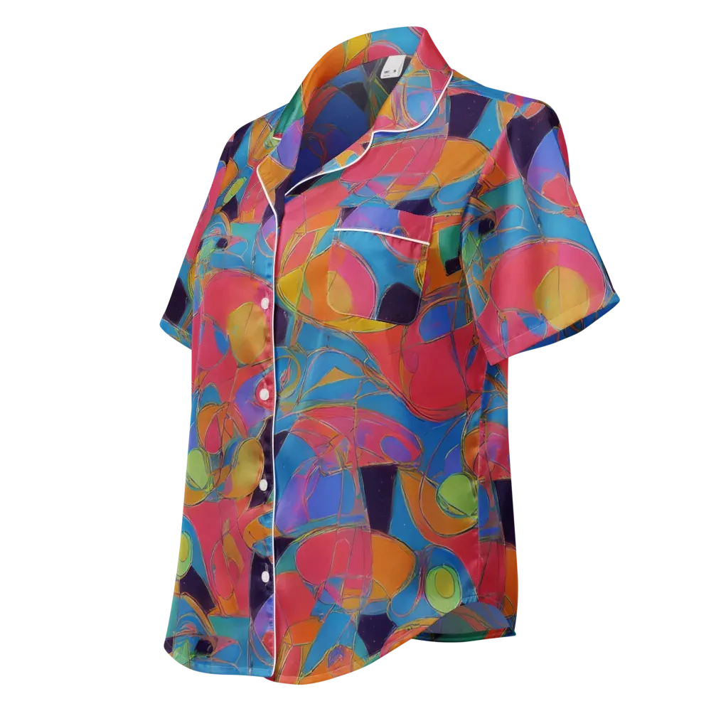 Mosaic Fever on Women's Short Sleeve Pajama Top — Left Front