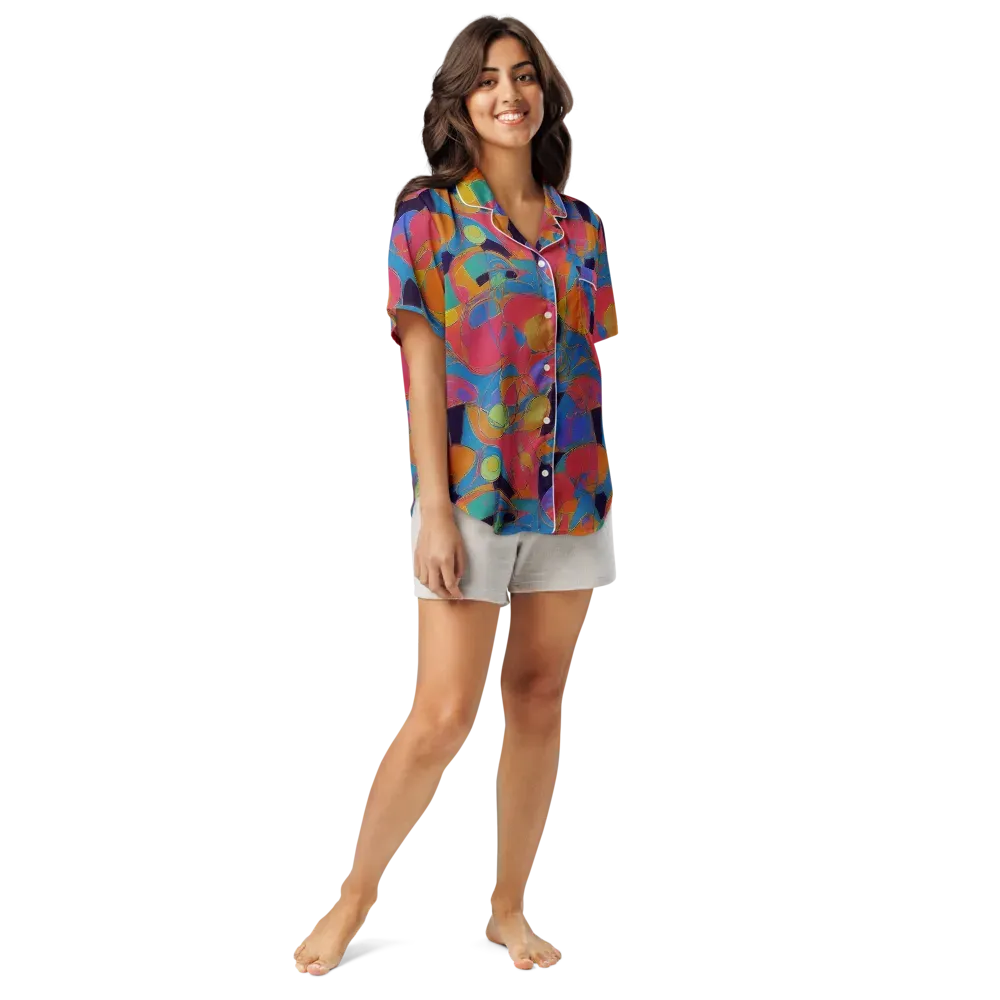 Mosaic Fever on Women's Short Sleeve Pajama Top — Front