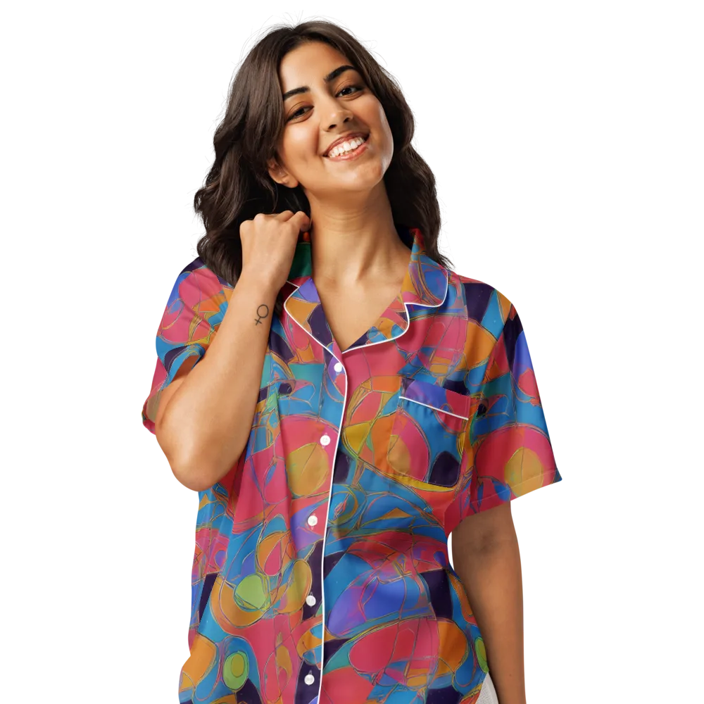 Mosaic Fever on Women's Short Sleeve Pajama Top — Front