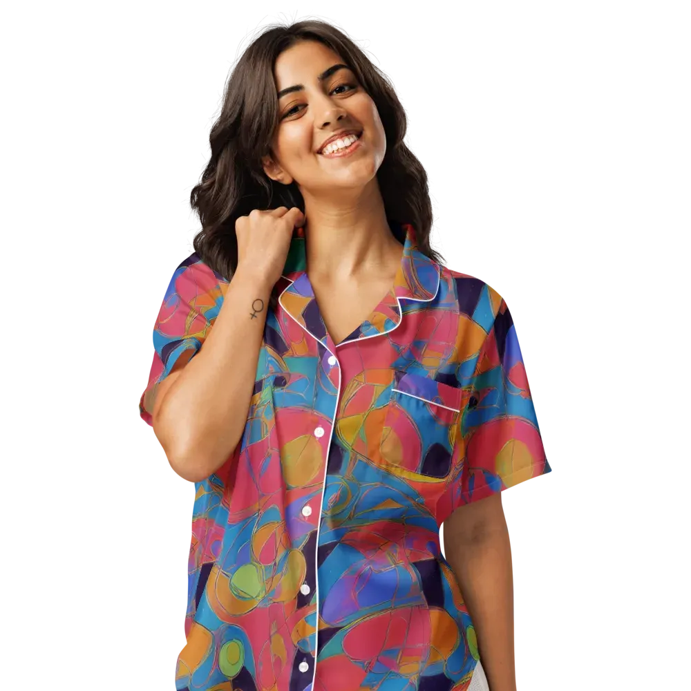 Mosaic Fever on Women's Short Sleeve Pajama Top — Front