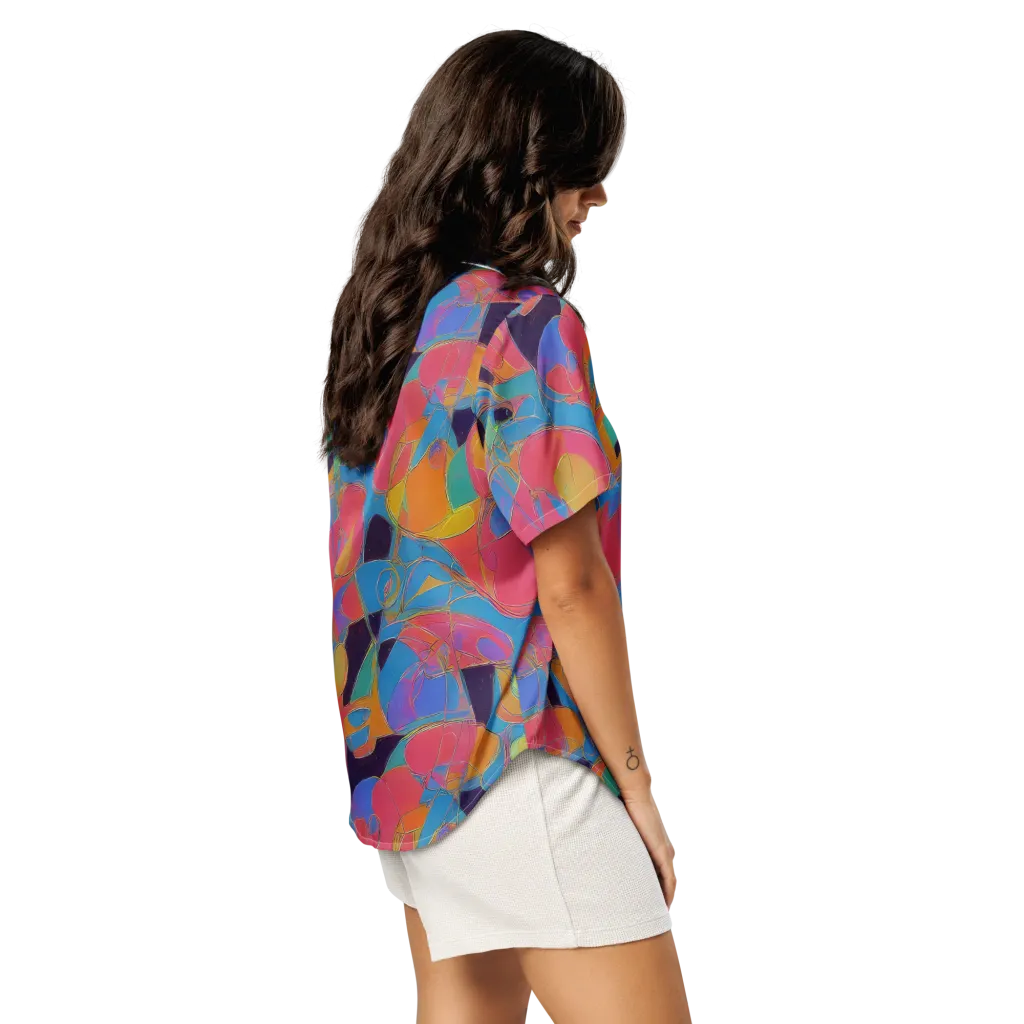 Mosaic Fever on Women's Short Sleeve Pajama Top — Right Back
