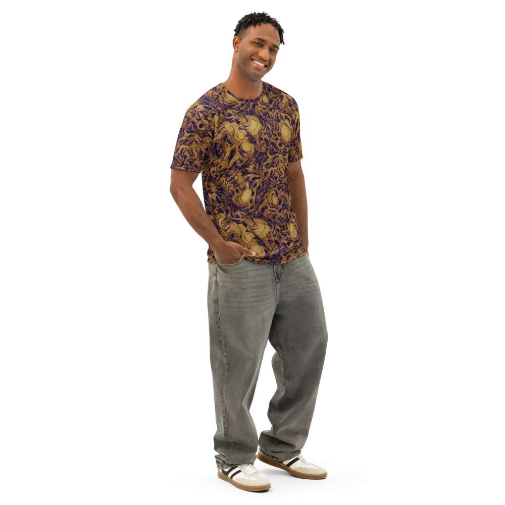 Navy Alchemy on Men's Cotton Crew Neck T-Shirt — Right Front