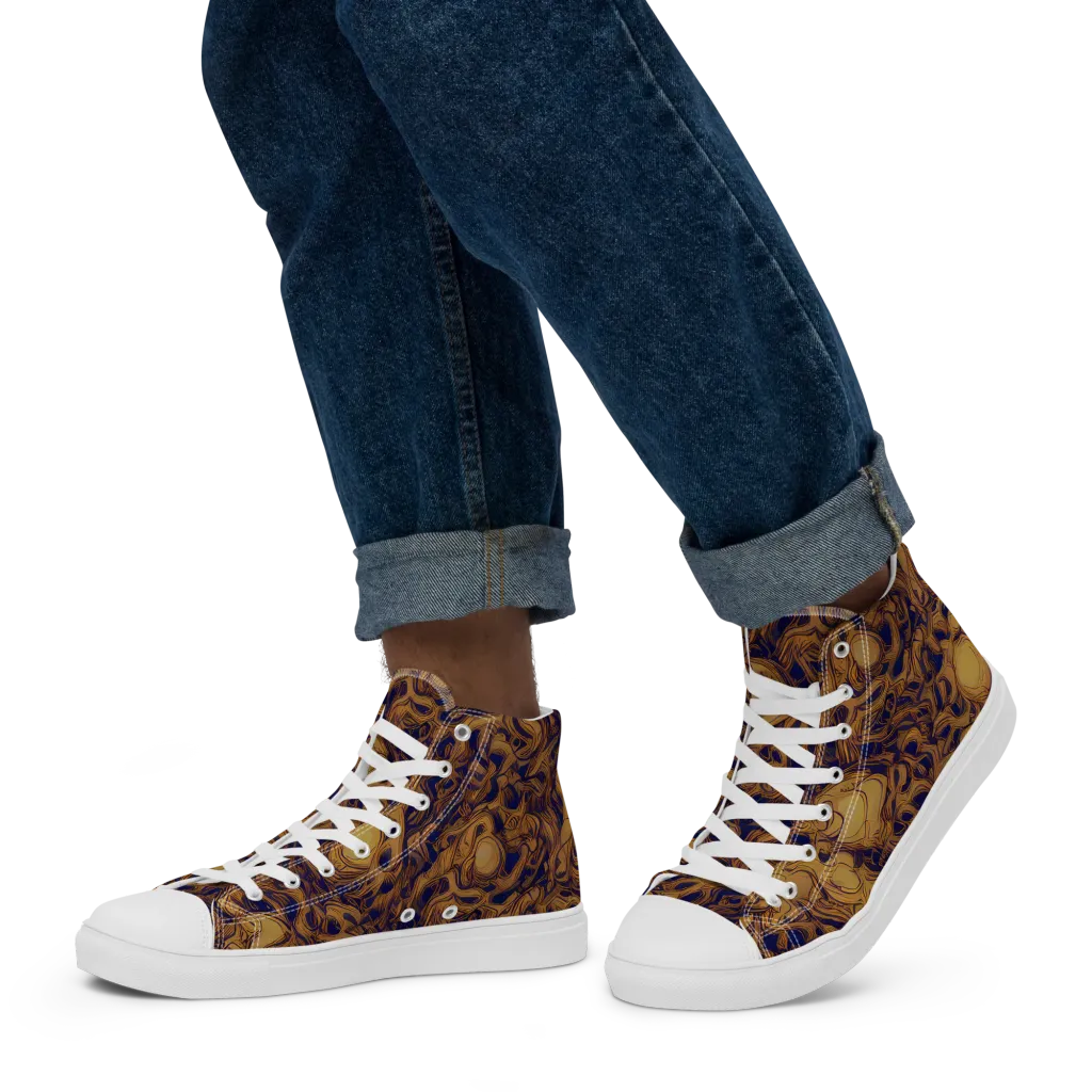 Navy Alchemy on Men's High Top Canvas Shoes — Left