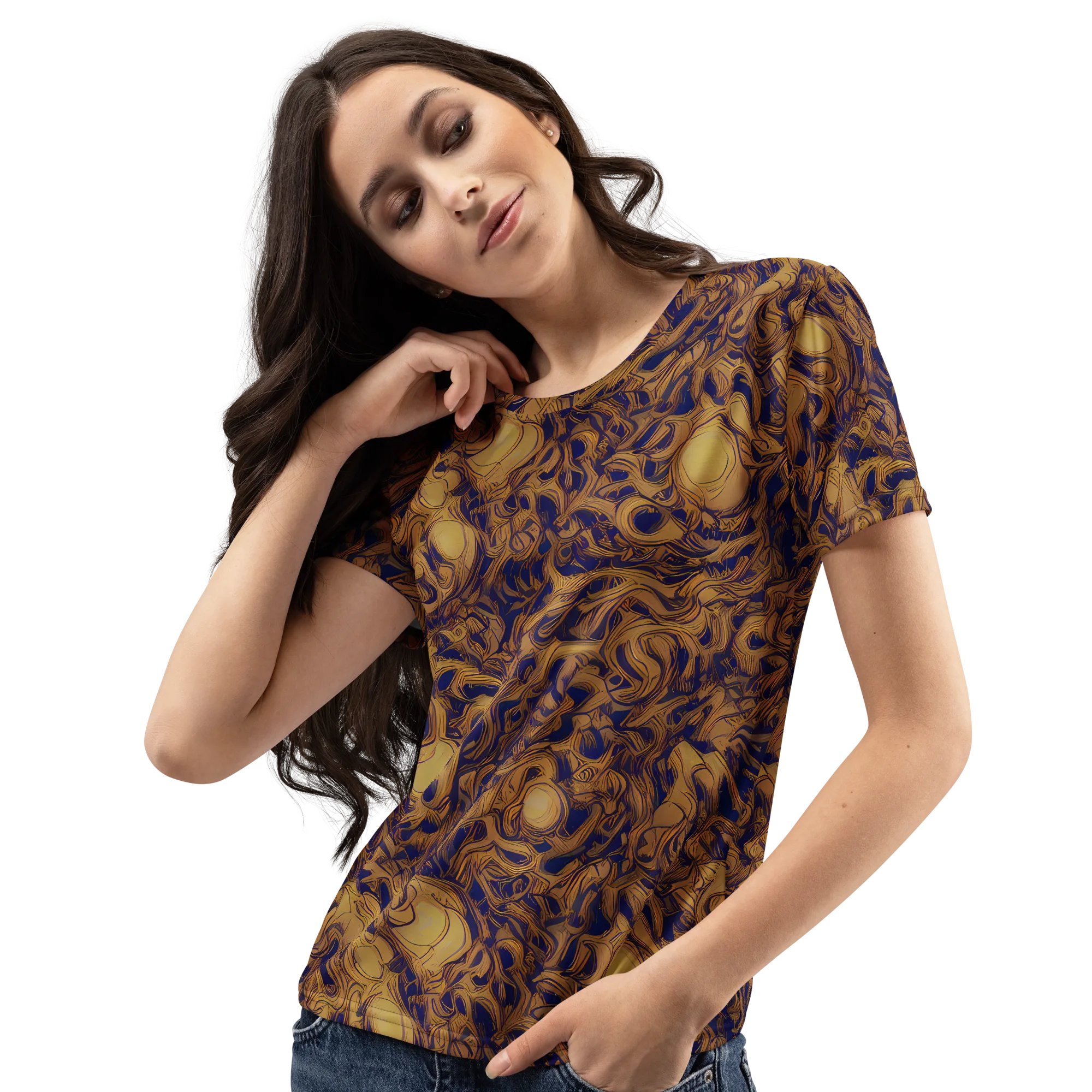 Navy Alchemy on Women's Crew Neck T-Shirt — Left Front