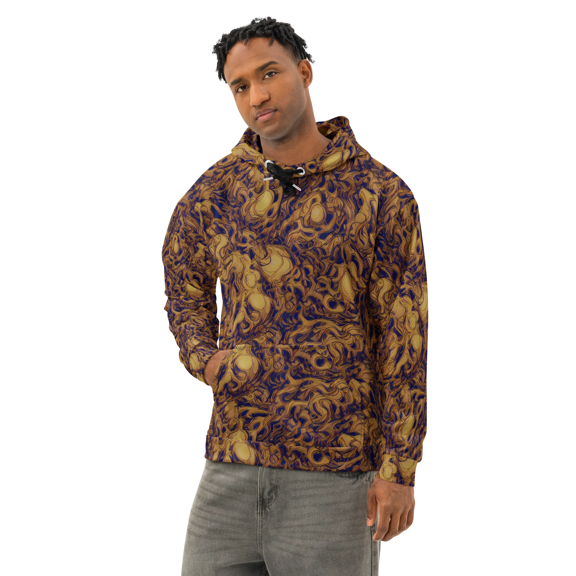 Navy Alchemy on Cotton Hoodie — Left Front