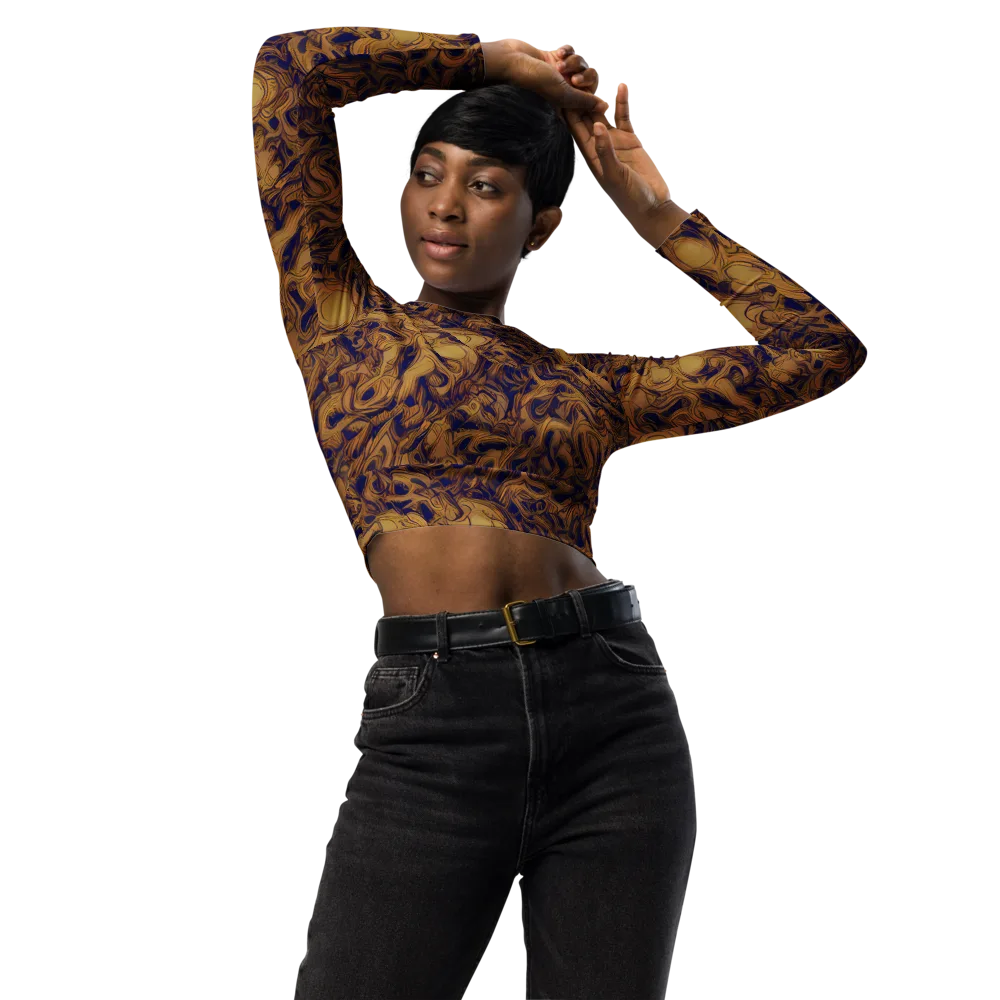 Navy Alchemy on Long Sleeve Crop Top — Front