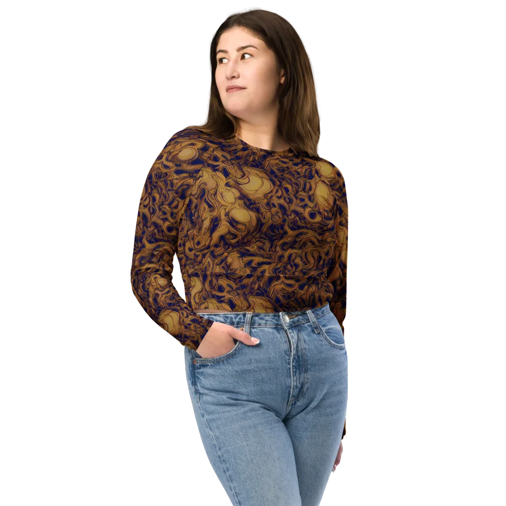 Navy Alchemy on Long Sleeve Crop Top — Front