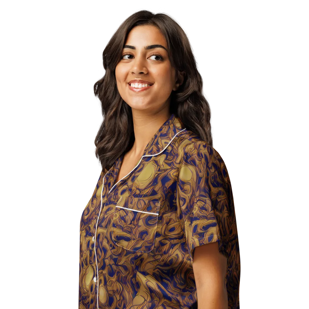 Navy Alchemy on Women's Short Sleeve Pajama Top — Left Front