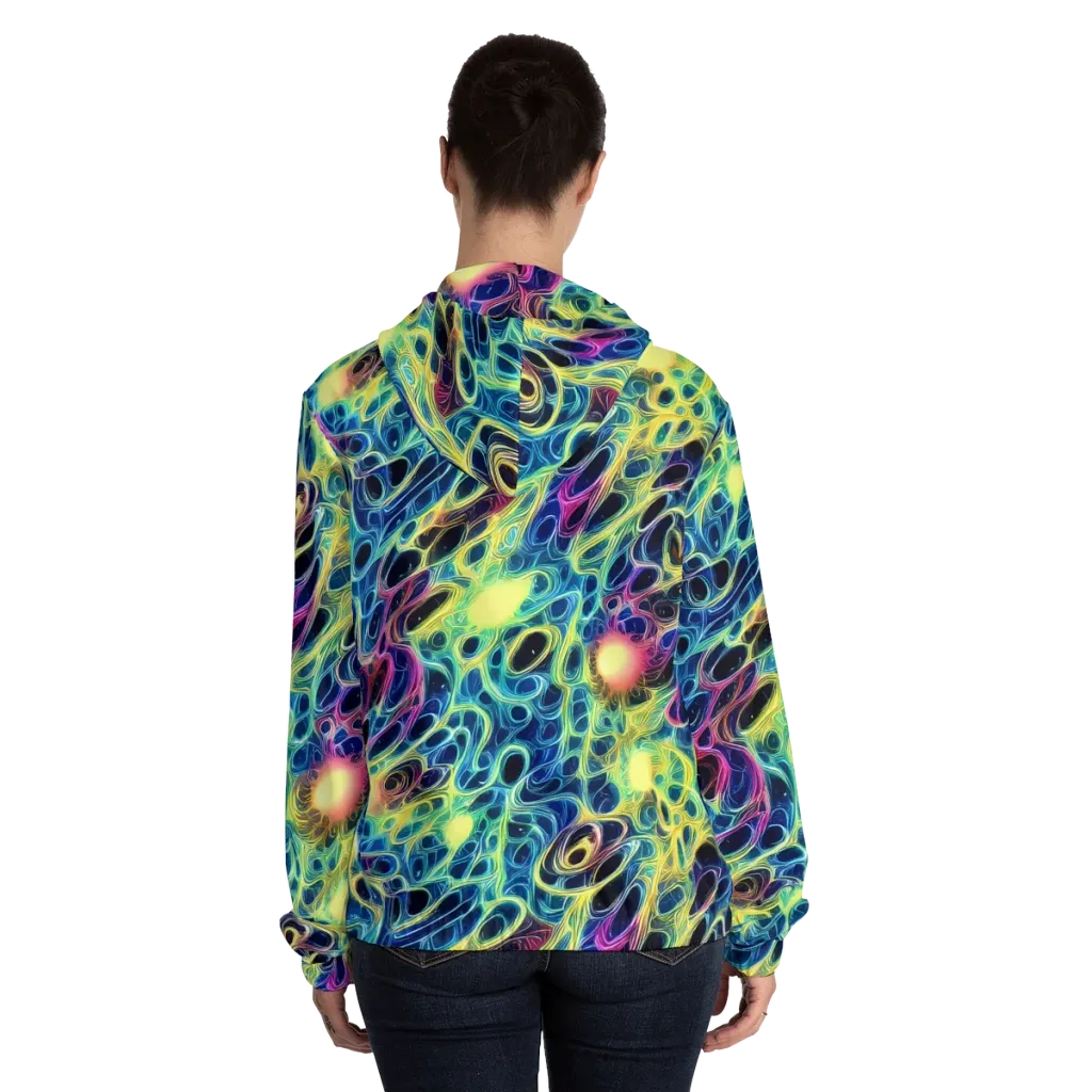 Biolume Drift on Women's Full-Zip Hoodie — Back On Person