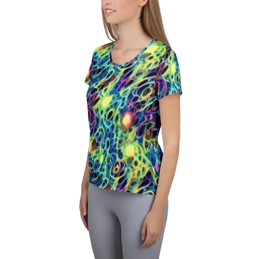 Biolume Drift on a Women's Athletic T-Shirt