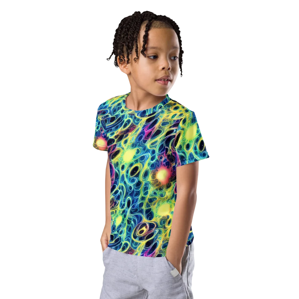 Biolume Drift on Kids Crew Neck T-Shirt — Left Front