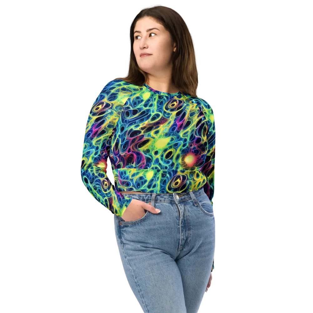Biolume Drift on Long Sleeve Crop Top — Front