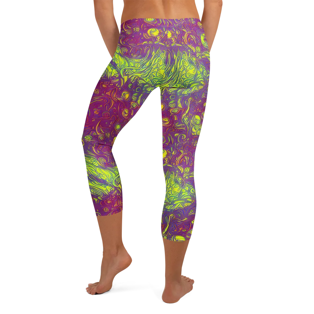 Neon Eruption on Capri Leggings — Back