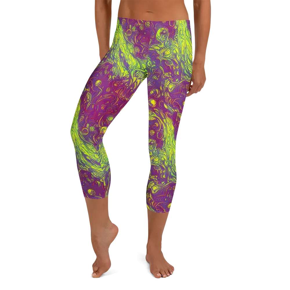 Neon Eruption on Capri Leggings — Front