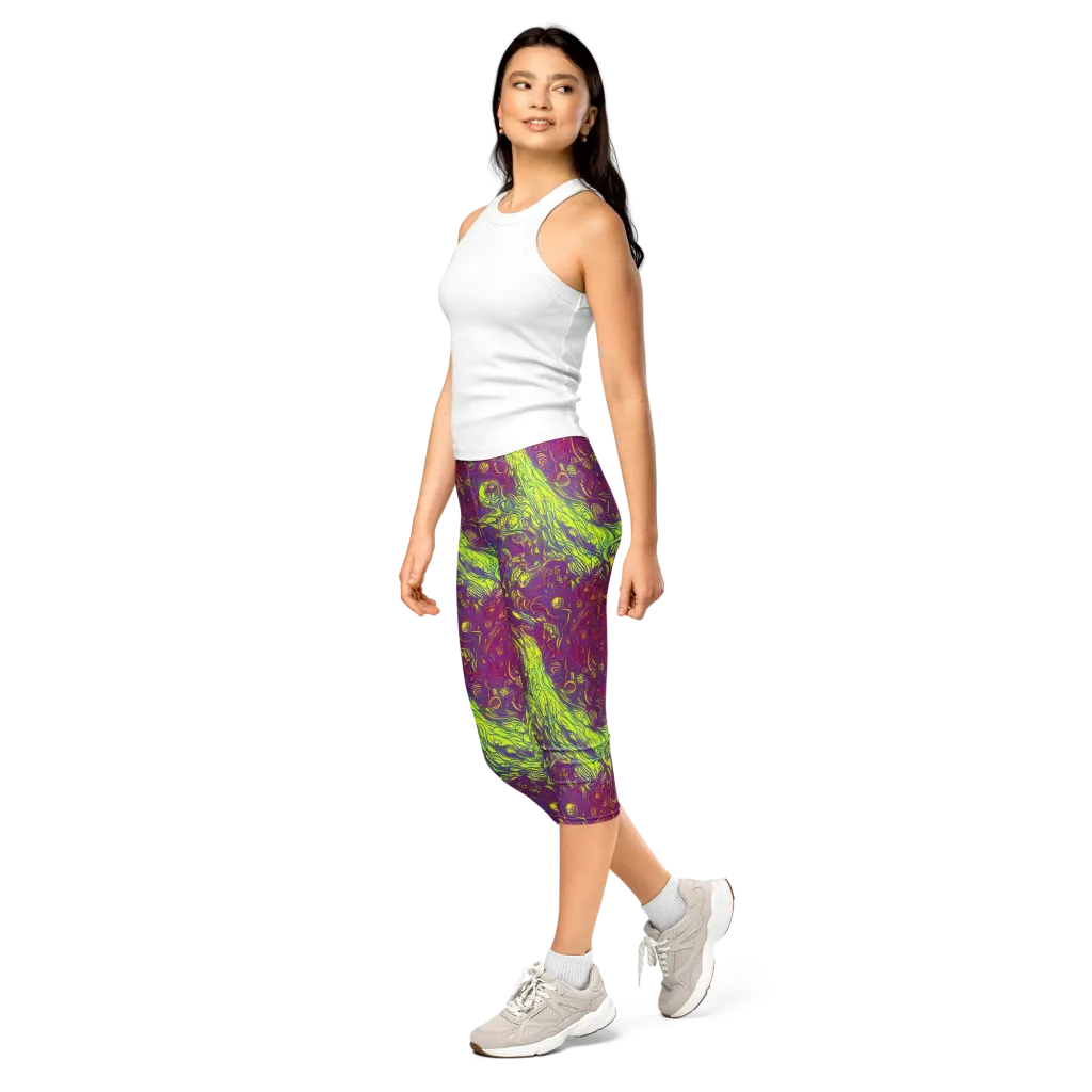 Neon Eruption on Capri Leggings — Left Front