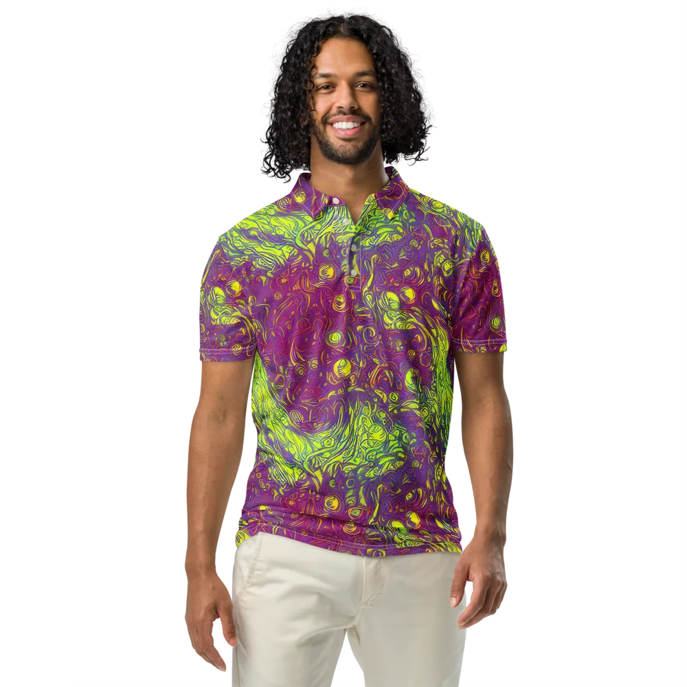 Neon Eruption on Men's Slim Fit Polo Shirt — Front