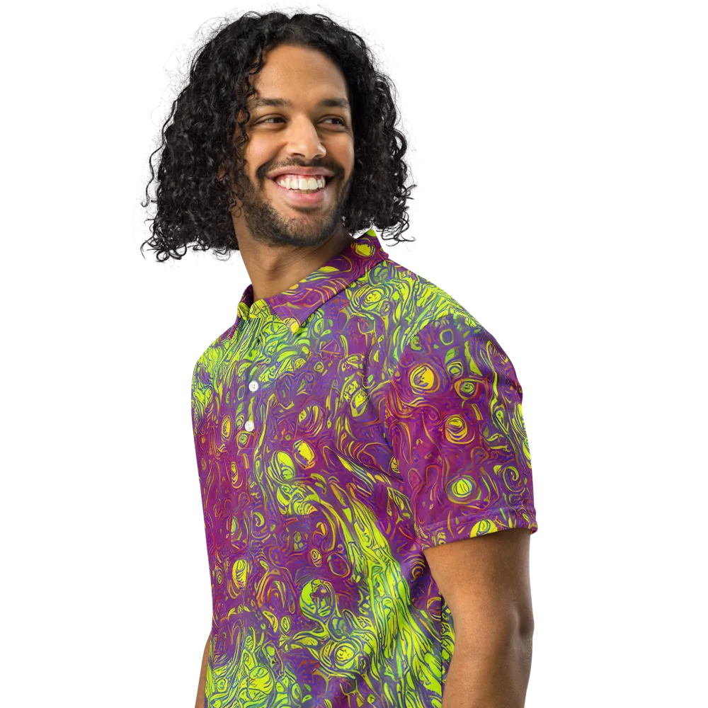 Neon Eruption on Men's Slim Fit Polo Shirt — Left Front
