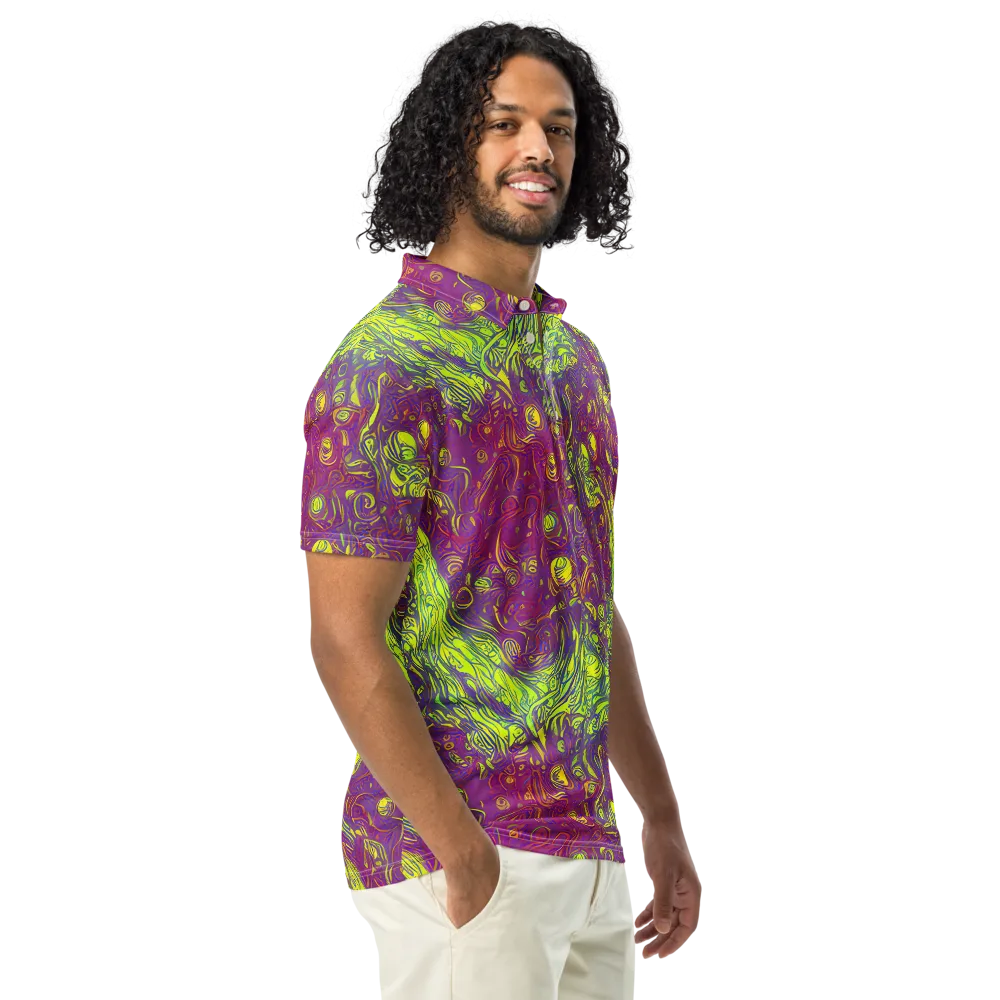 Neon Eruption on Men's Slim Fit Polo Shirt — Right Front