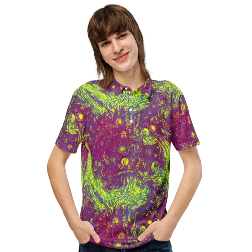 Neon Eruption on a Men's Slim Fit Polo Shirt