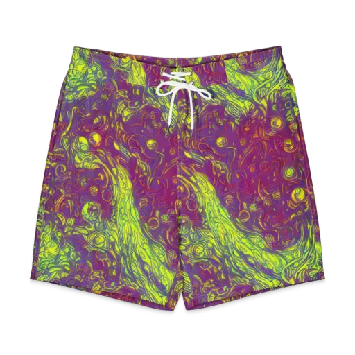 Neon Eruption on a Men's Board Shorts