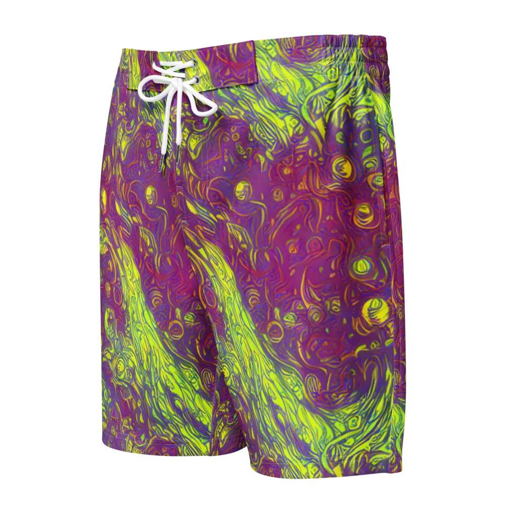 Neon Eruption on Men's Board Shorts — Front