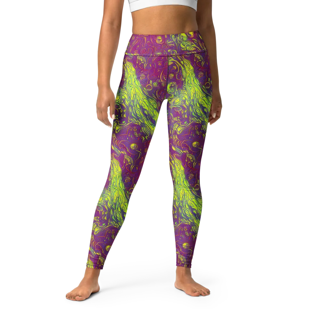 Neon Eruption on Yoga Leggings — Front