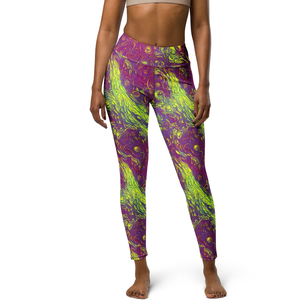 Neon Eruption on Yoga Leggings — Front