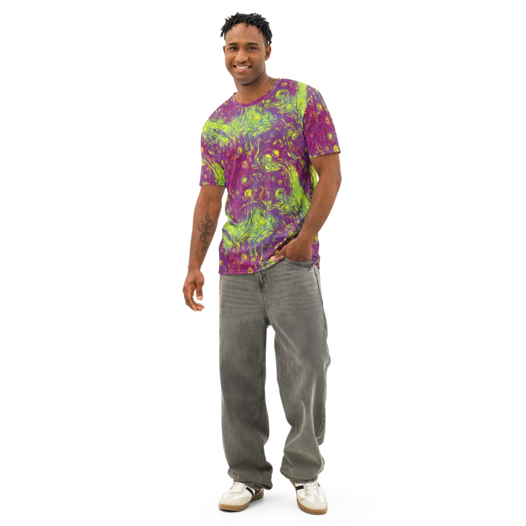Neon Eruption on Men's Cotton Crew Neck T-Shirt — Front