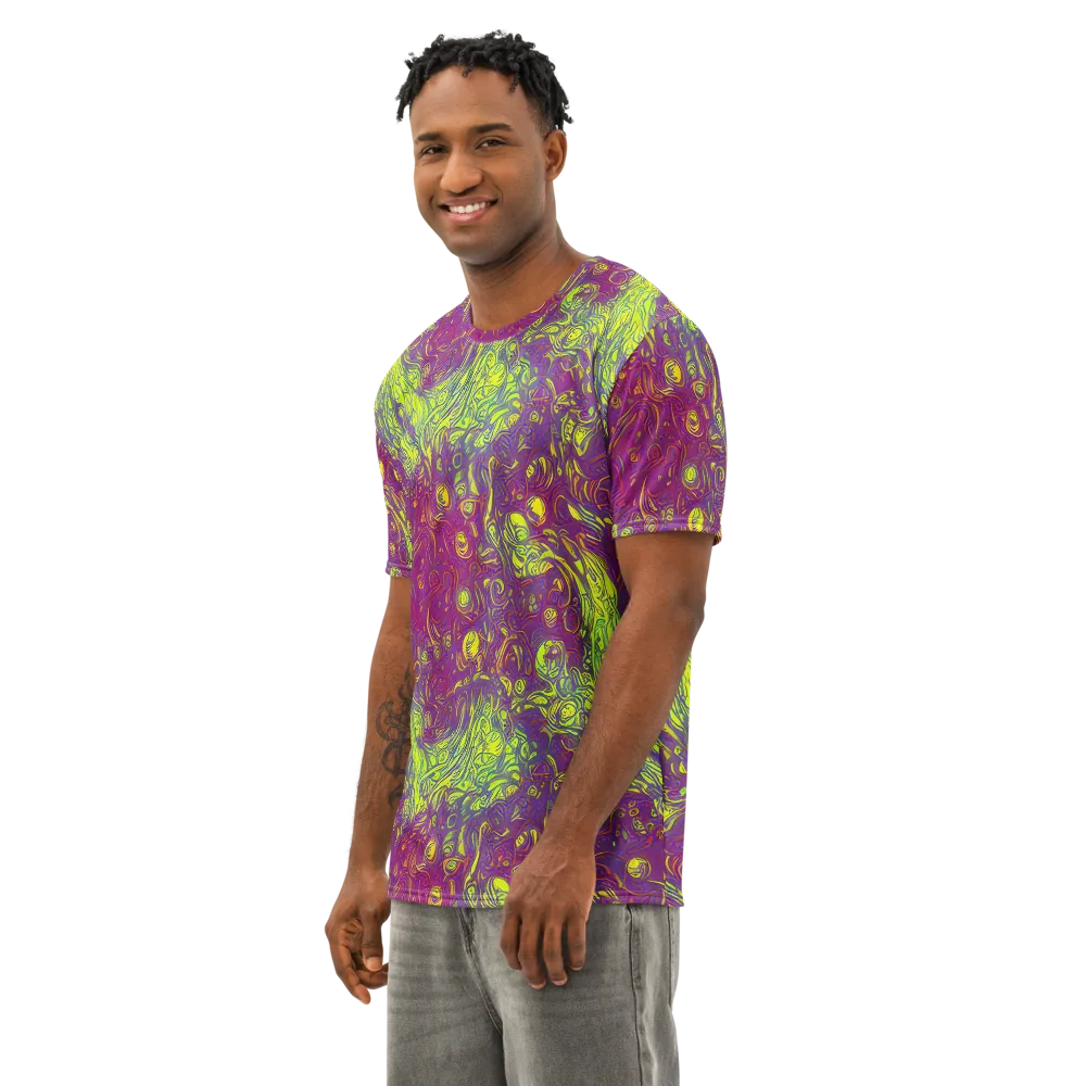 Neon Eruption on Men's Cotton Crew Neck T-Shirt — Left Front