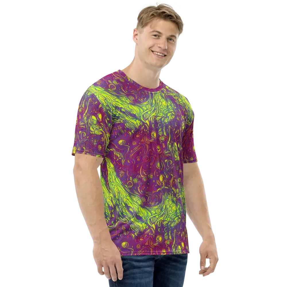 Neon Eruption on Men's Crew Neck T-Shirt — Right