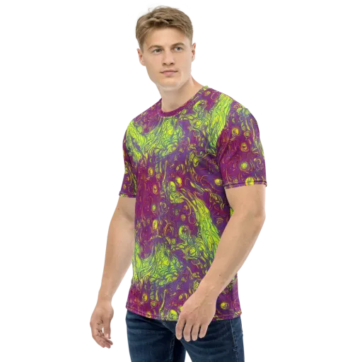 Neon Eruption on a Men's Crew Neck T-Shirt