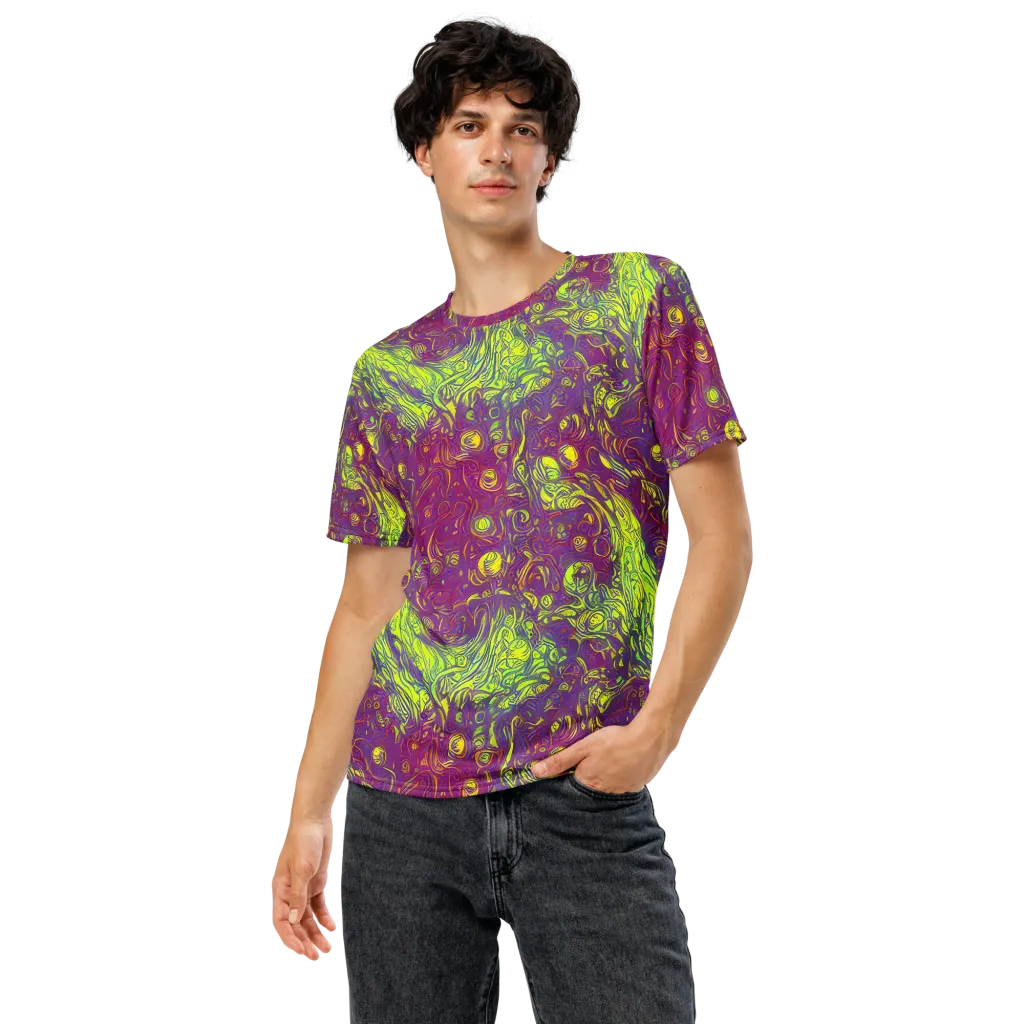 Neon Eruption on Men's Crew Neck T-Shirt — Front