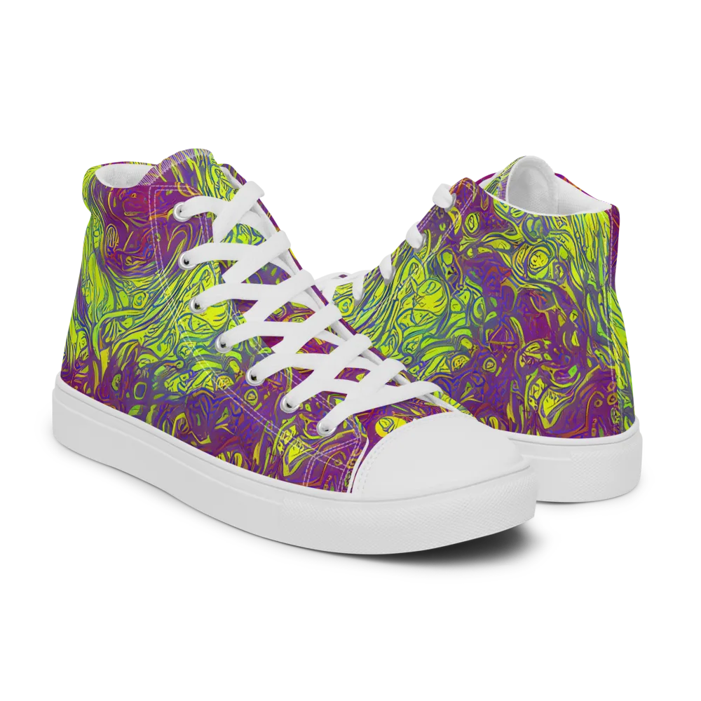 Neon Eruption on Men's High Top Canvas Shoes — Right
