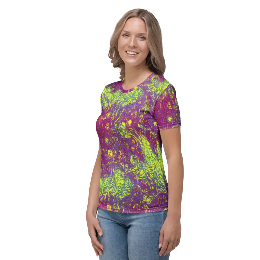 Neon Eruption on Women's Crew Neck T-Shirt — Left