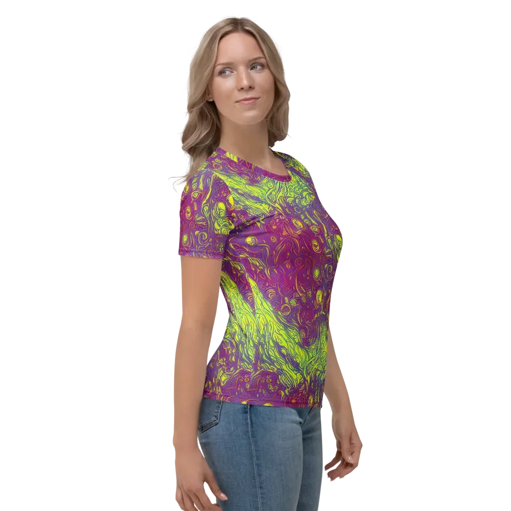 Neon Eruption on Women's Crew Neck T-Shirt — Right