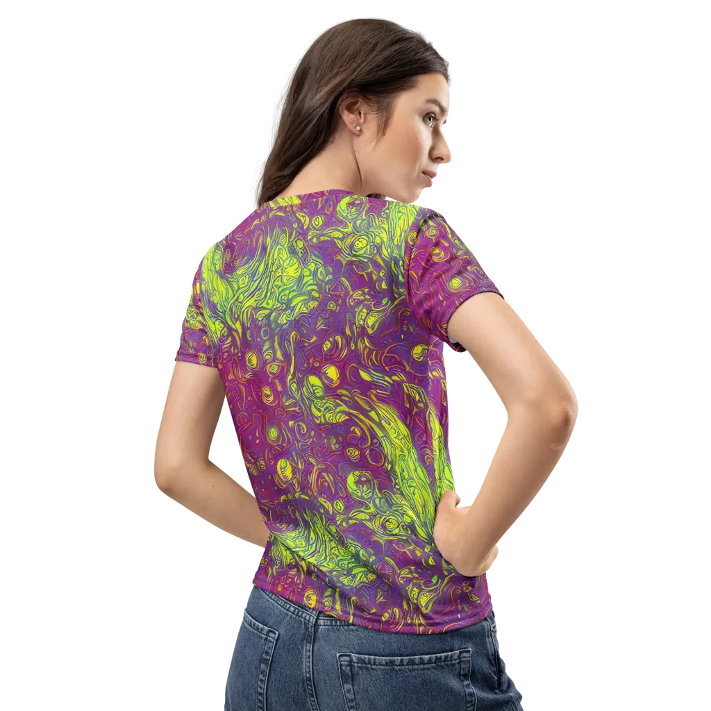 Neon Eruption on Women's Crew Neck T-Shirt — Back