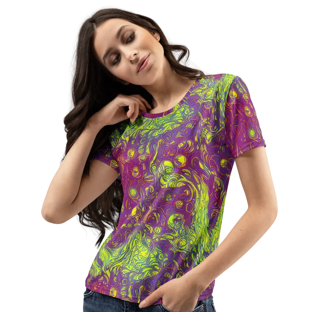 Neon Eruption on Women's Crew Neck T-Shirt — Left Front