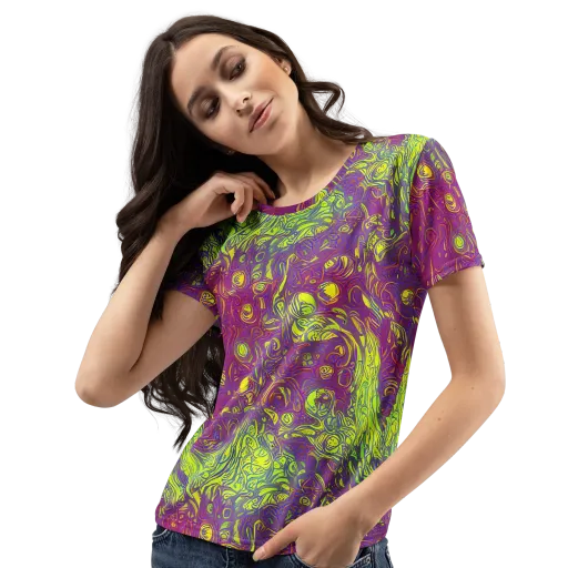 Neon Eruption on a Women's Crew Neck T-Shirt