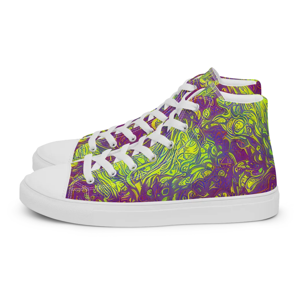 Neon Eruption on Women's High Top Canvas Shoes — Left