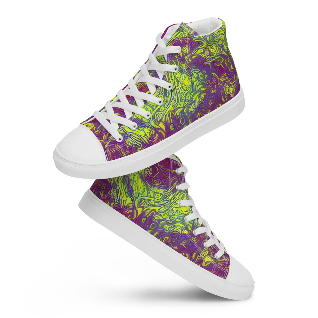Neon Eruption on Women's High Top Canvas Shoes — Front