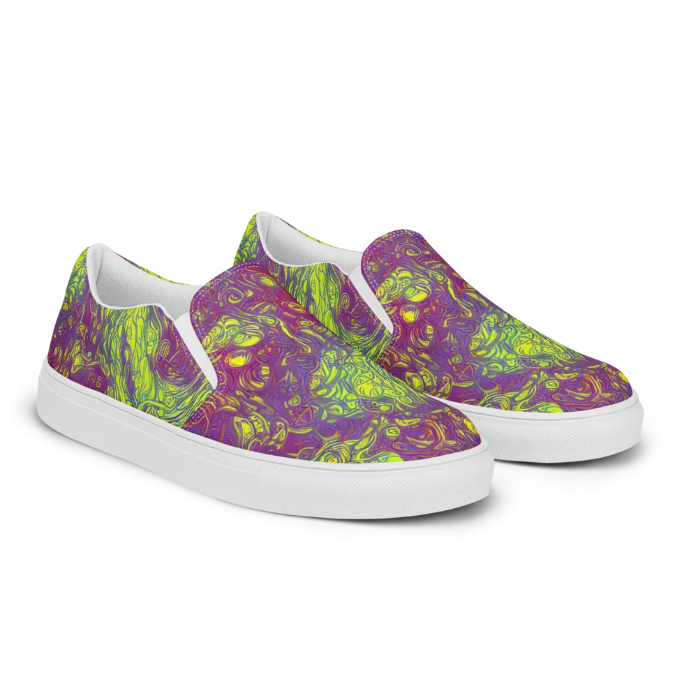 Neon Eruption on Men's Slip-On Canvas Shoes — Right Front