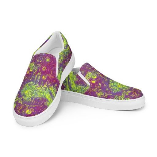 Neon Eruption on a Men's Slip-On Canvas Shoes