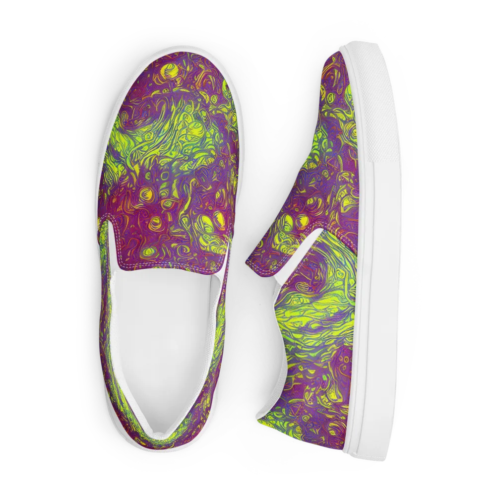 Neon Eruption on Men's Slip-On Canvas Shoes — Front