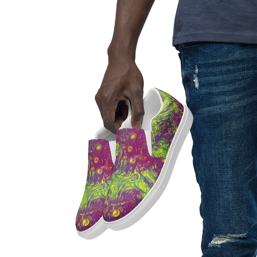 Neon Eruption on Men's Slip-On Canvas Shoes — Left Front
