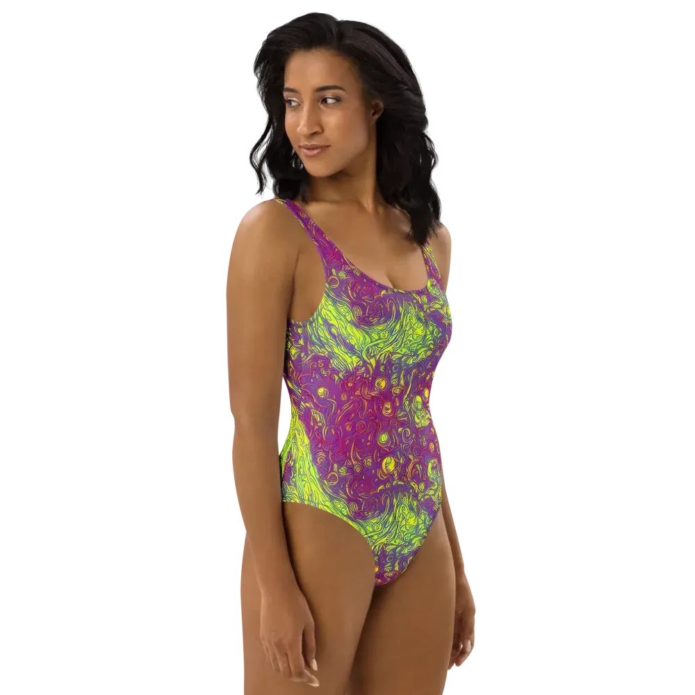 Neon Eruption on One-Piece Swimsuit — Right
