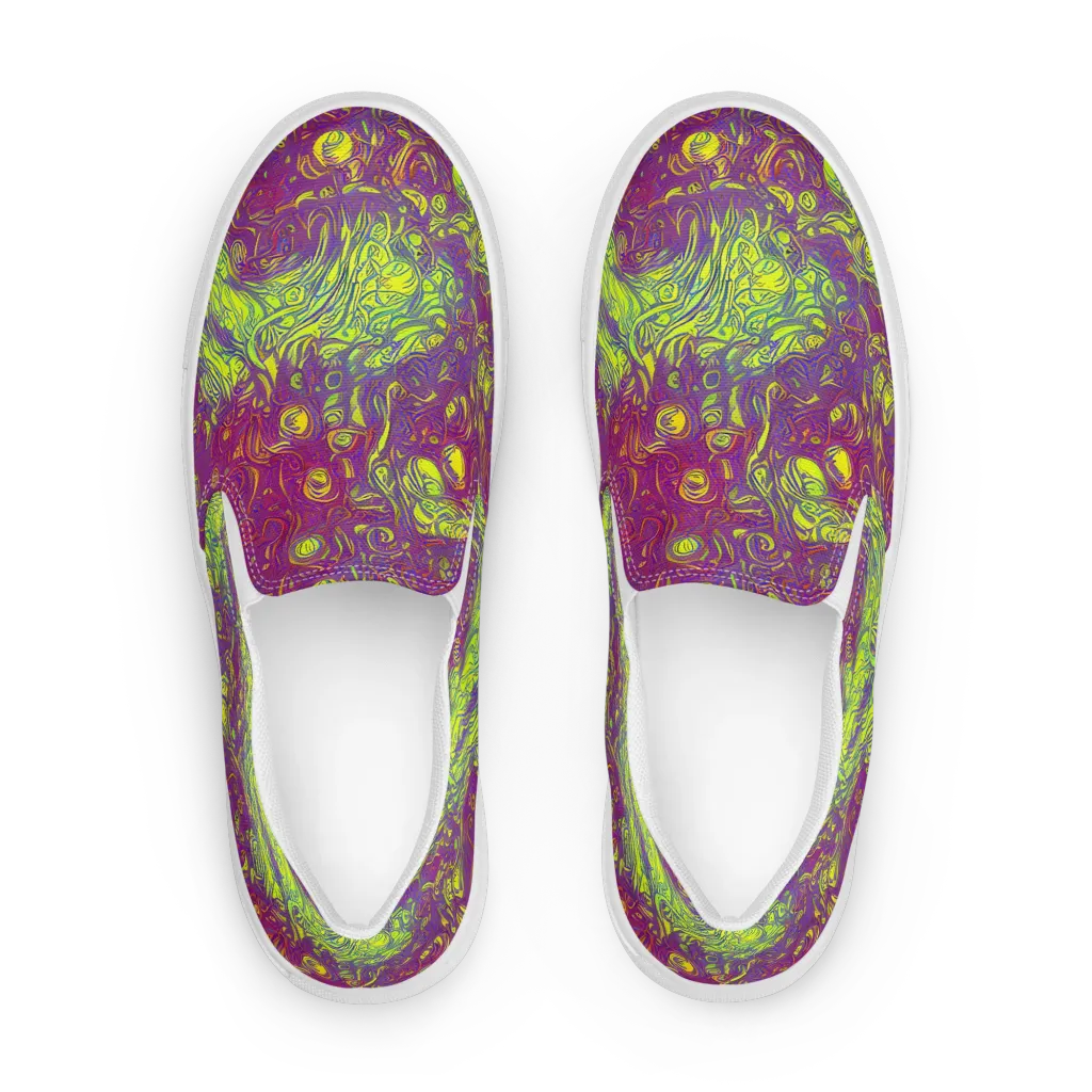 Neon Eruption on Women's Slip-On Canvas Shoes — Front