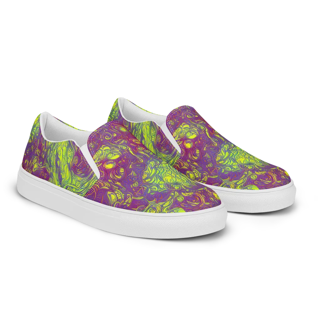 Neon Eruption on Women's Slip-On Canvas Shoes — Right Front
